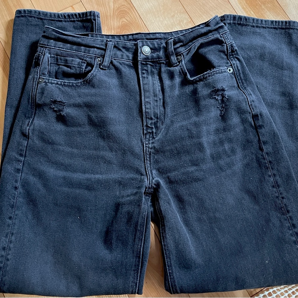 AE Black Straight Leg Ripped Jeans